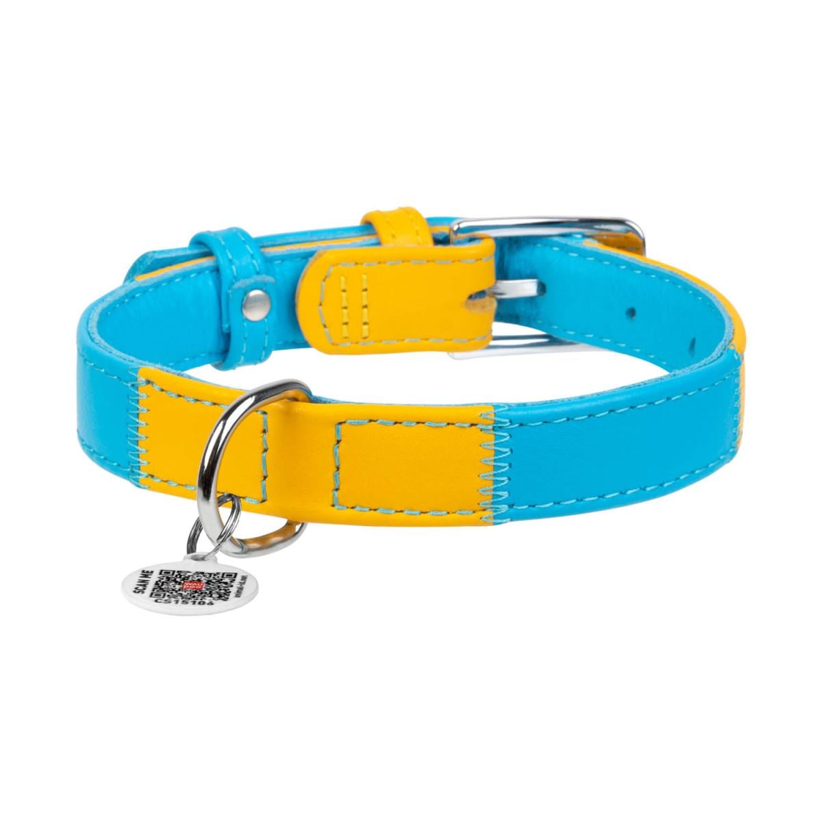 Ошейник для собак кожаный WAUDOG Glamour с QR паспортом Colors of freedom L (37350269)