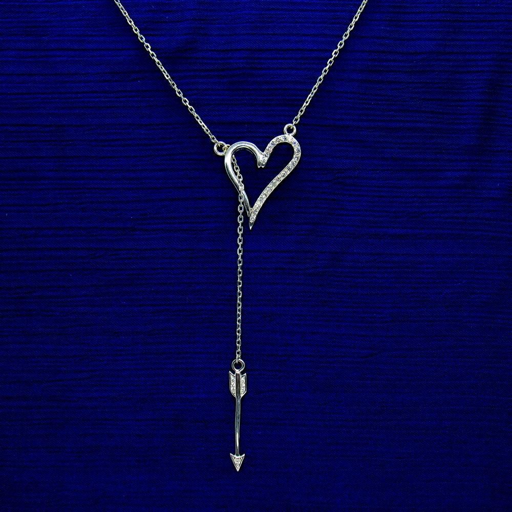 Срібне кольє Серце, пронизане стрілою