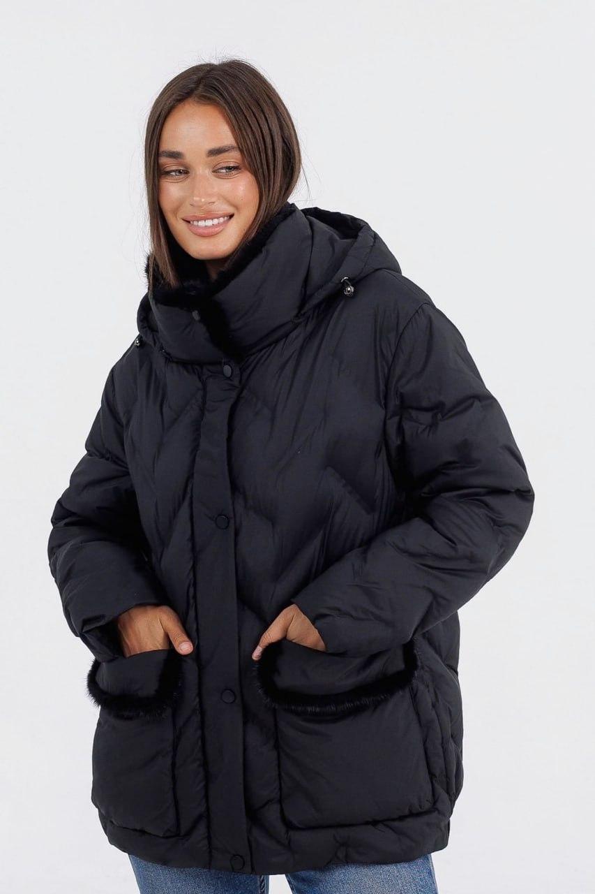 Куртка жіноча Автоледі з хутром р. 50 Чорний (6801d/50) - фото 3 Куртка жіноча Автоледі з хутром р. 50 Чорний (6801d/50) - фото 3