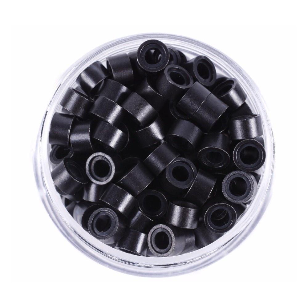 Микрокольца для холодного наращивания с силиконом 500 шт. Черный (1795285726)