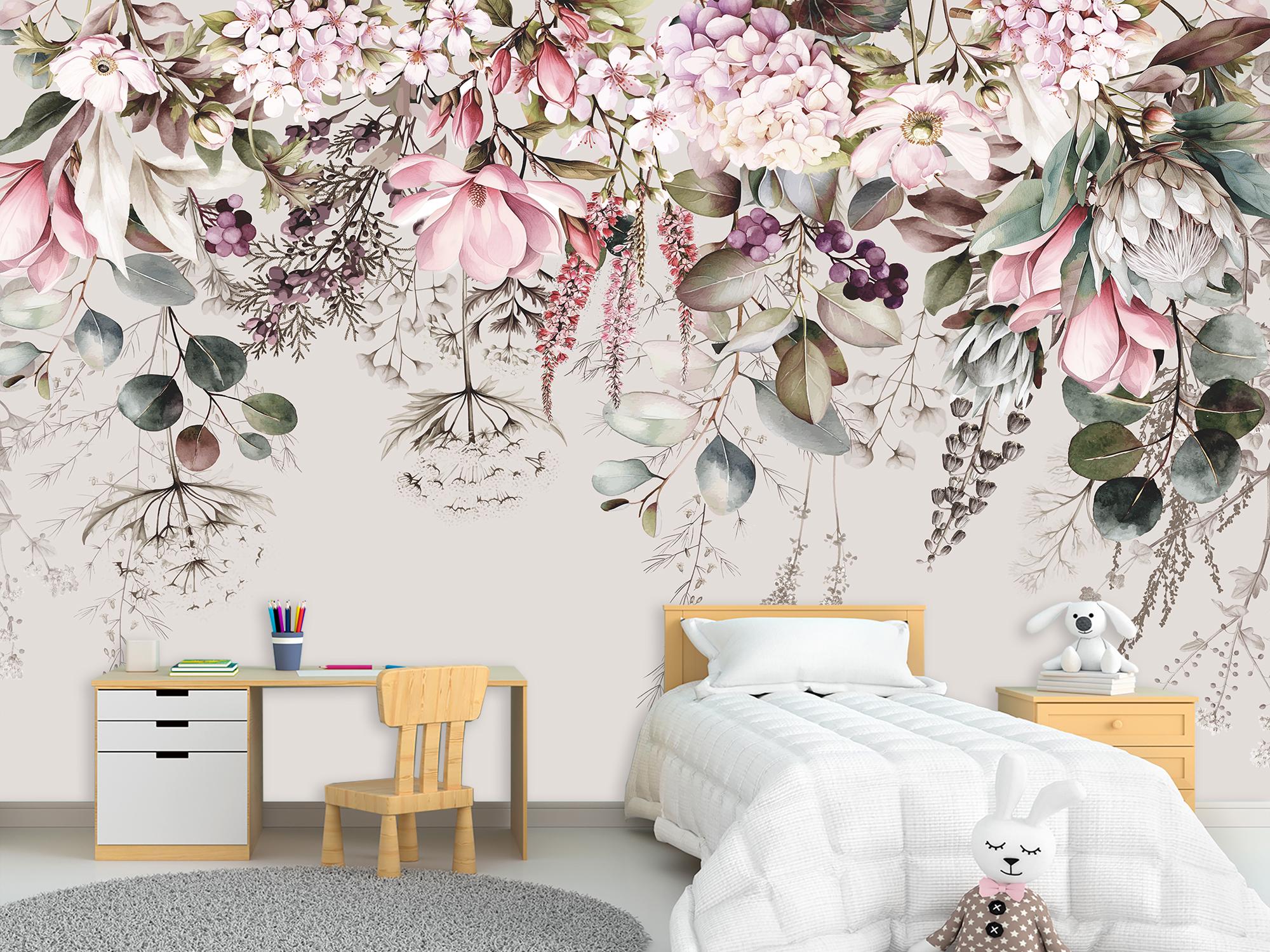 Фотошпалери флізелінові з малюнком Ніжні рожеві та білі квіти 345х230 см (S5NTR-081/6)