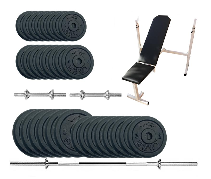 Лавка для жиму Newt Gym Set-SKH Home з набором штанга + гантелі 89 кг (NE-M-SKH-SET-89)