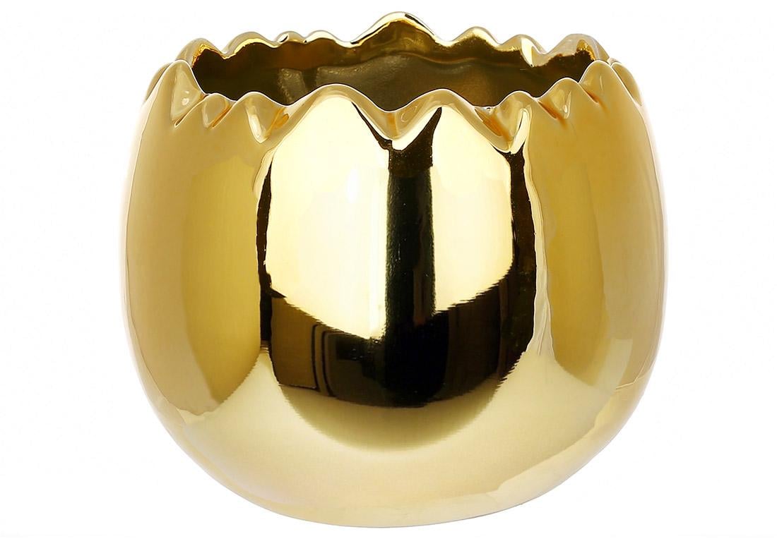 Кашпо фарфоровое BonaDi в форме яйца d 11x9 см Золотой (495-490)