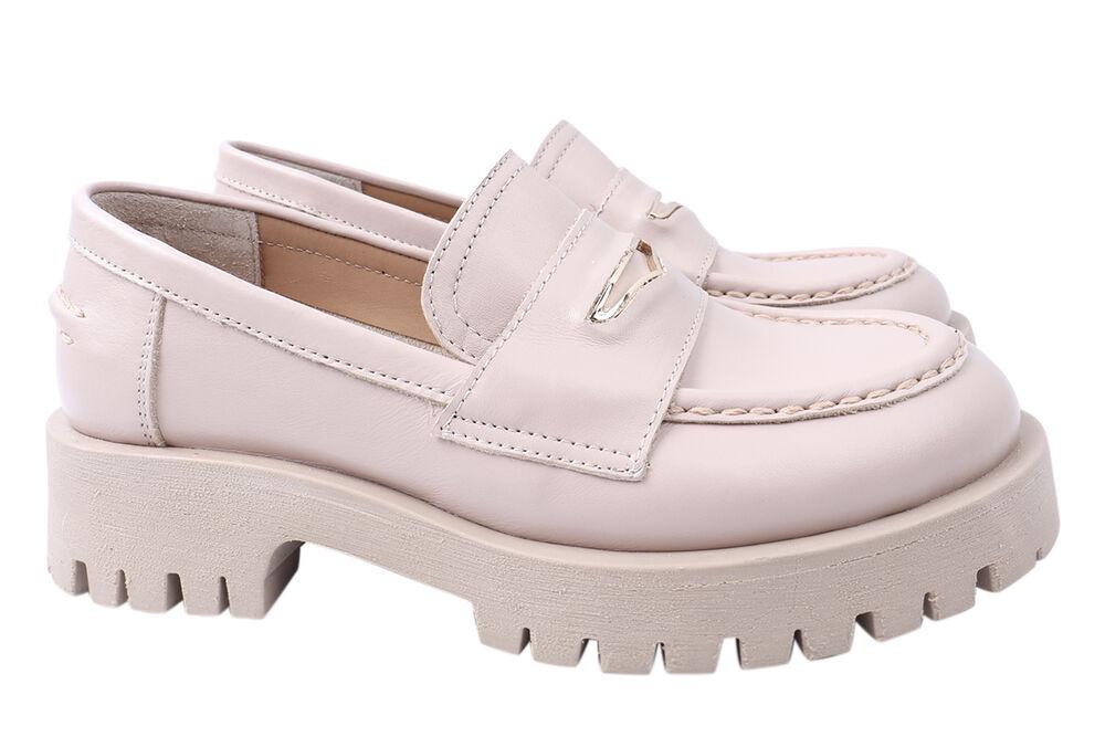 Туфли женские Aquamarin из кожи на платформе р. 39 Бежевый (1922-21DTC)