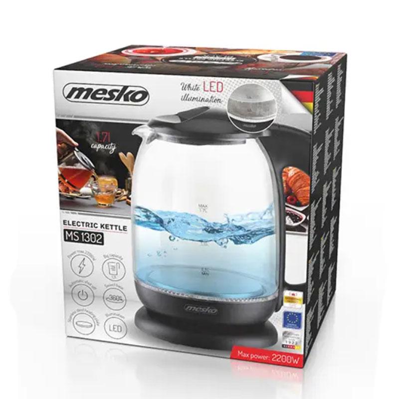 Чайник электрический Mesko MS 1302 стеклянный дисковый 2200 Вт 1,7 л Black - фото 7