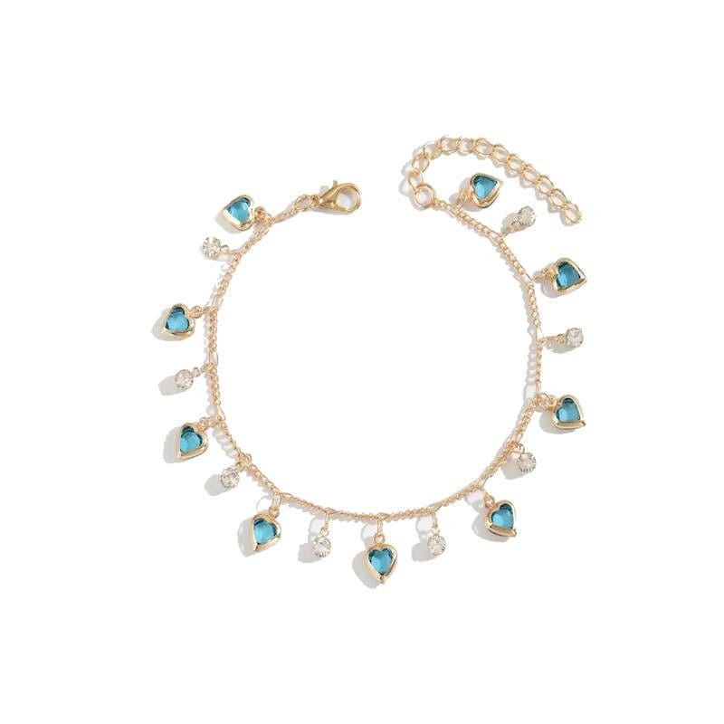 Браслет женский на ногу с подвесками Золотистый с синим (27086301)