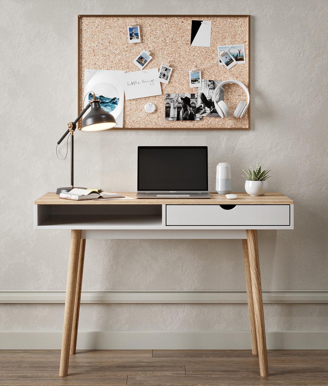 Стол письменный Lion Сканди-1 Нимфея Альба белый/Дуб Артизан (LION-041394)