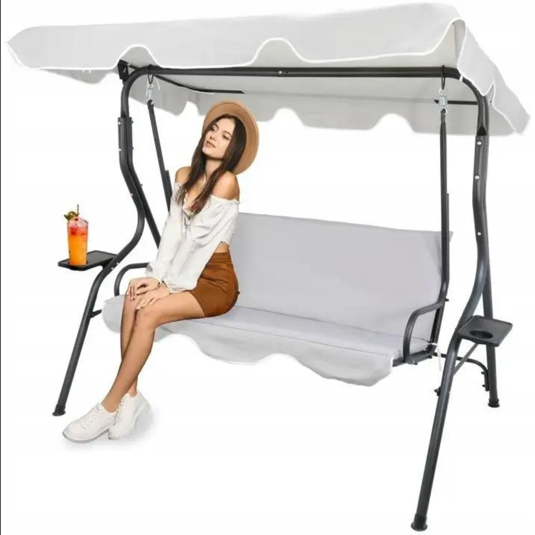 КачелЯ садовАЯ трехместнАЯ GardenLine KRE5422 с навесом 170x110x153 см Серый (PVO97) - фото 7