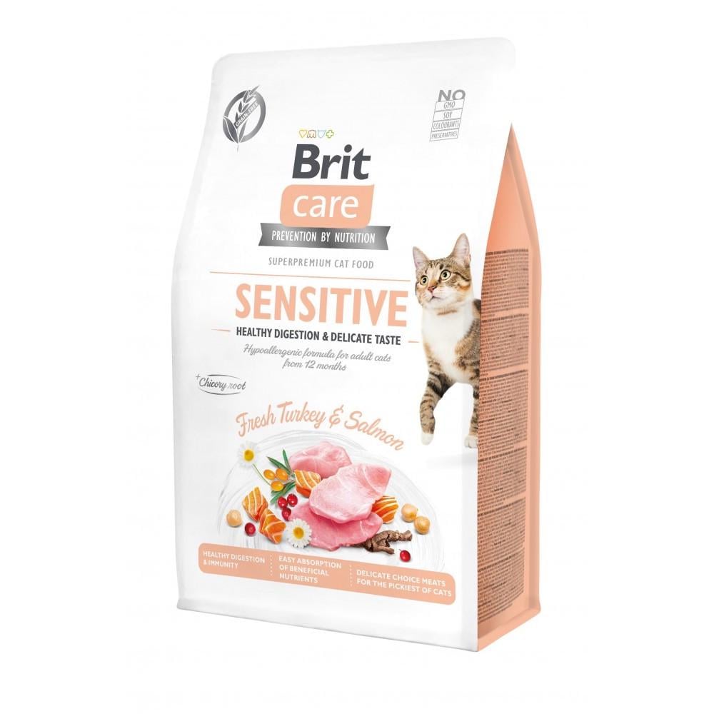 Корм сухой Brit Cat Grain Free Sensitive HDigestion Delicate Taste для кошек с чувствительным пищеварением индейка и лосось 400 г (34806646)