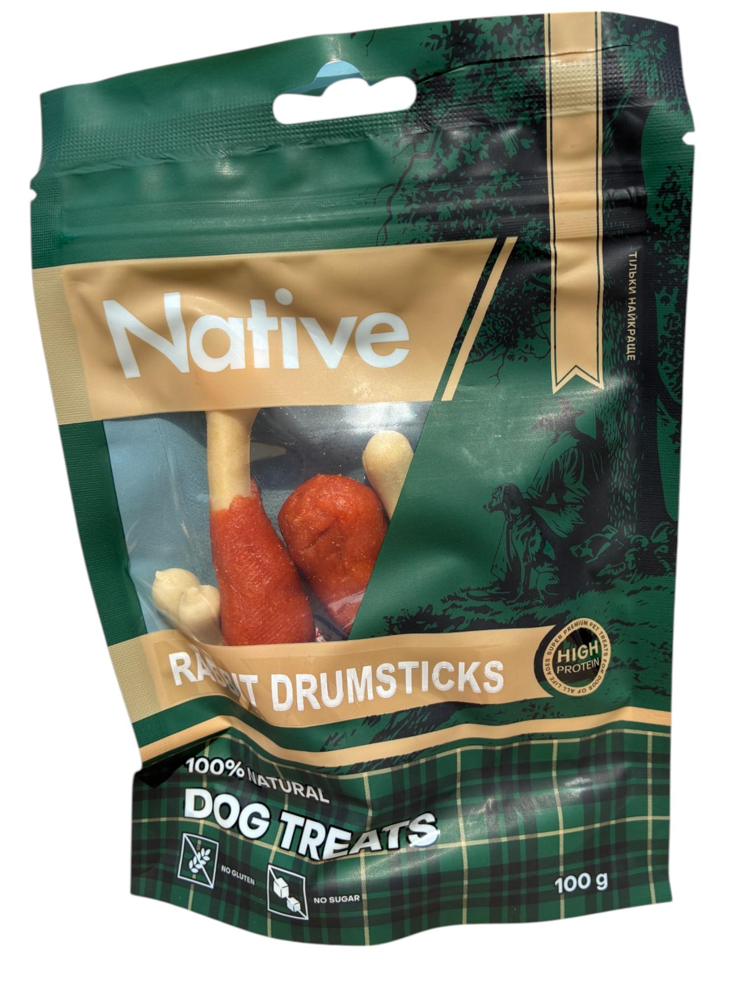 Ласощі для собак NATIVE Rabbit Legs Кролячі ніжки 100 г (31052011n)