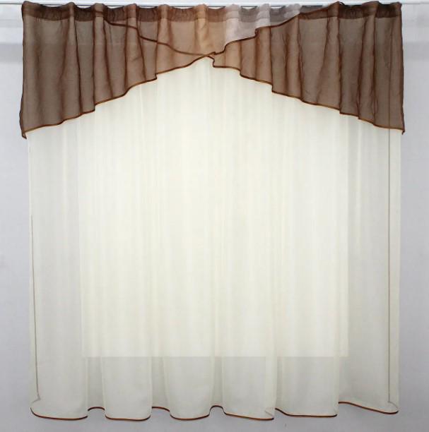 Шторки на кухню шифон/батист 285х170 см Бежевый/Коричневый (00к 59-528)