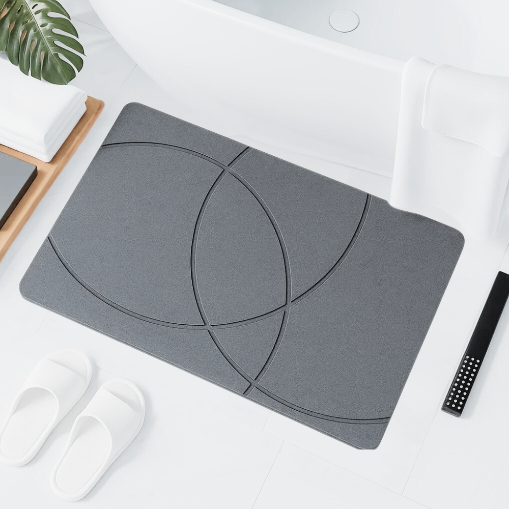 Коврик универсальный для душа и ванной комнаты/кухни/прихожей каменный из диатомита 60х39 см Серый Коврик универсальный для душа и ванной комнаты/кухни/прихожей каменный из диатомита 60х39 см Серый