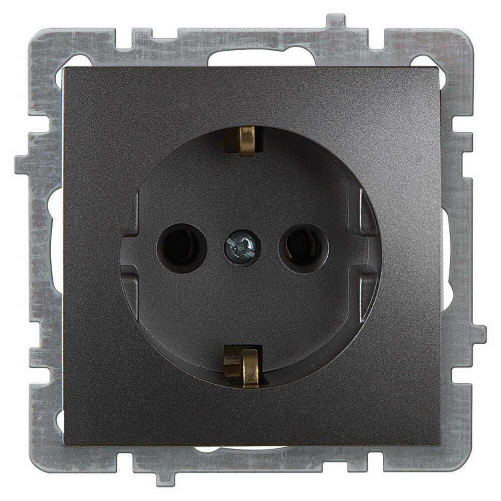 Розетка Nilson Touran одинарна з заземленням без рамки Антрацит (24160417)