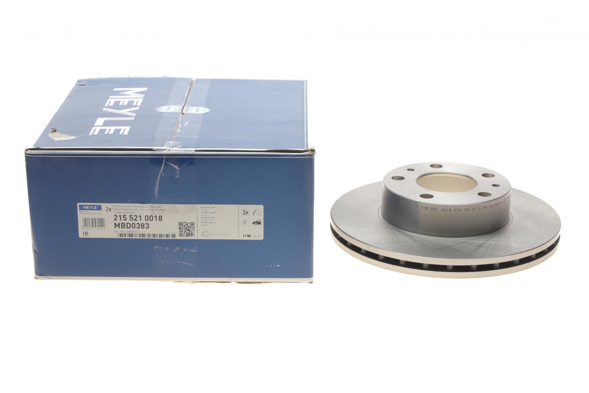 Тормозной диск передний MEYLE для Fiat Ducato/Peugeot Boxer 1.4t 94- 279,7x24 мм (215 521 0018)