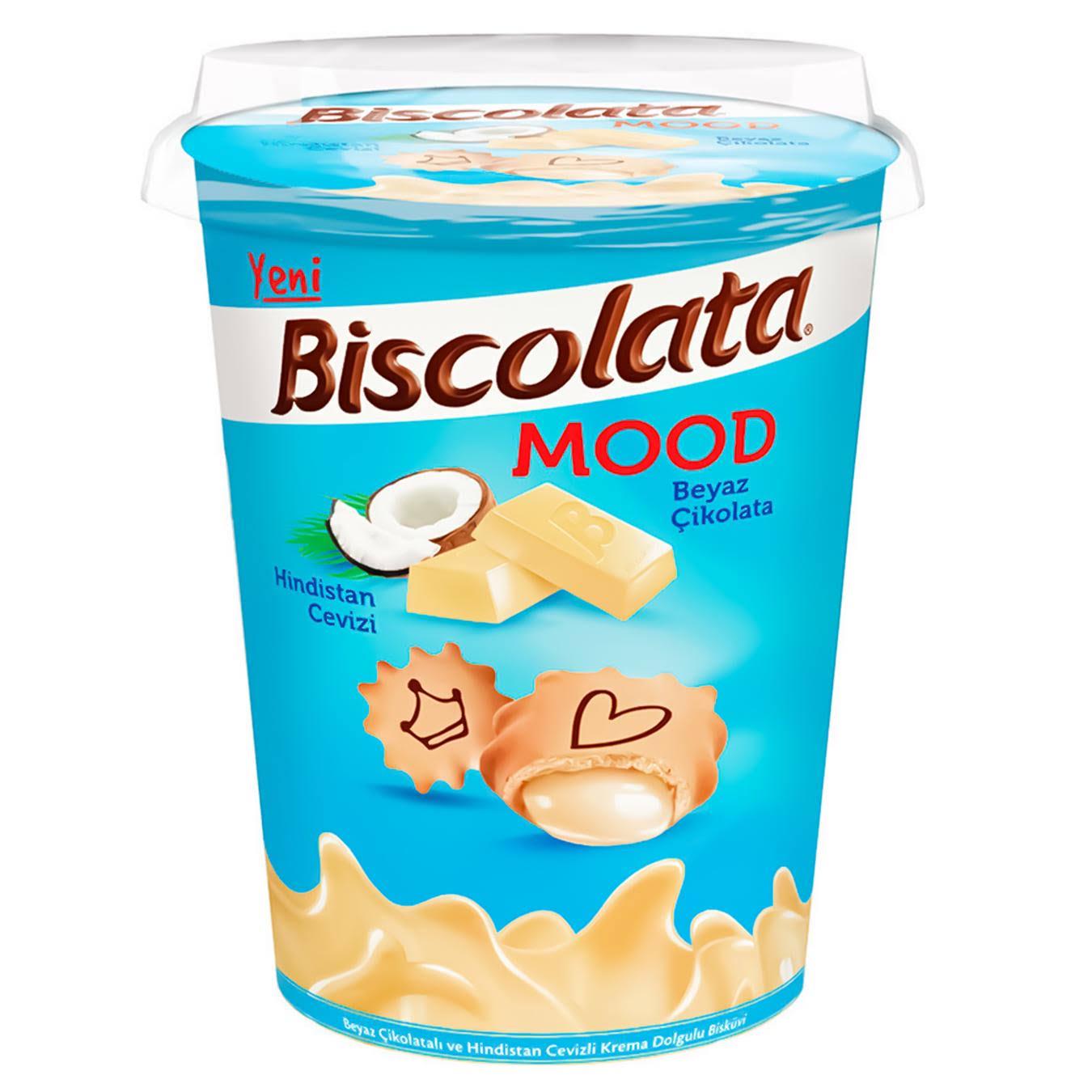 Печенье Biscolata Mood Coconut с кремовой начинкой из белого шоколада и кокоса 115 г - фото 1