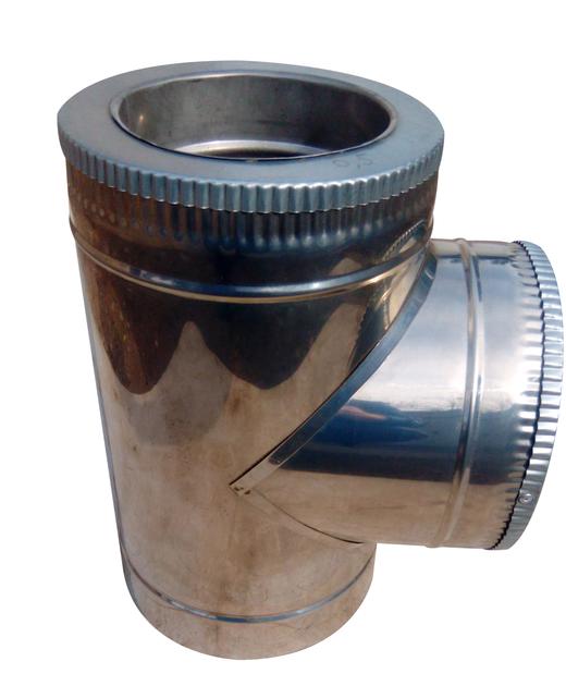 Трійник двостінний для димоходу 87° 180/250 нержавіюча сталь 0,6 мм