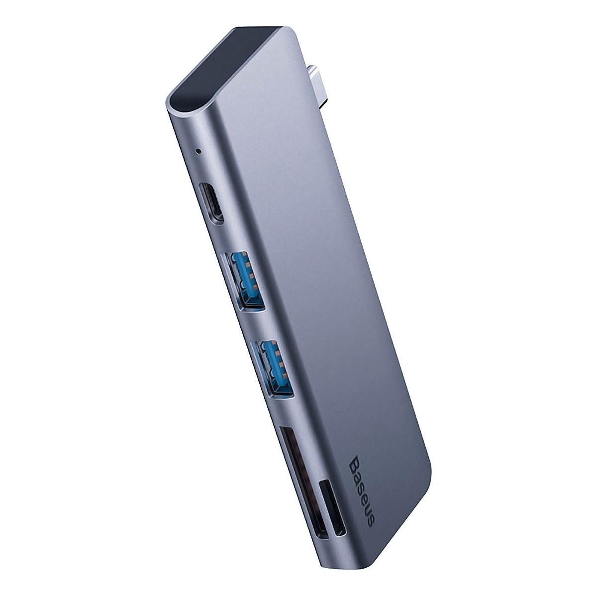 Багатопортовий хаб Baseus Harmonica Type-C to USB 3.0x2/SD/TF/Type-C 5в1 Сірий