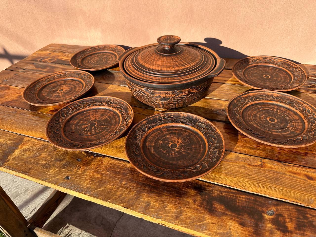 Набор посуды Дачная из красной глины (2619244131)