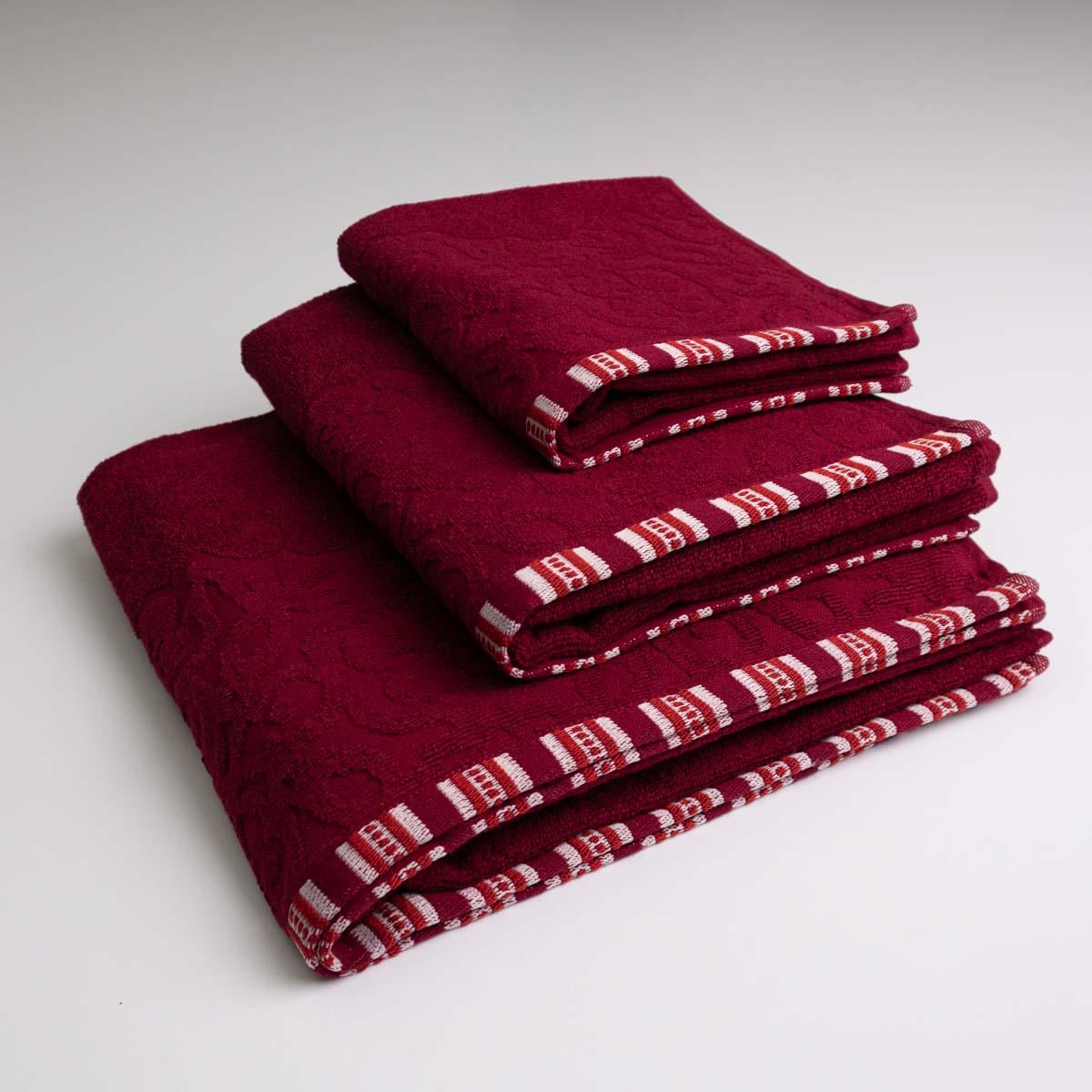 Набор махровых полотенец GM Textile с орнаментом 400 г/м2 3 шт. Бордовый (rmo400-k1-burg)
