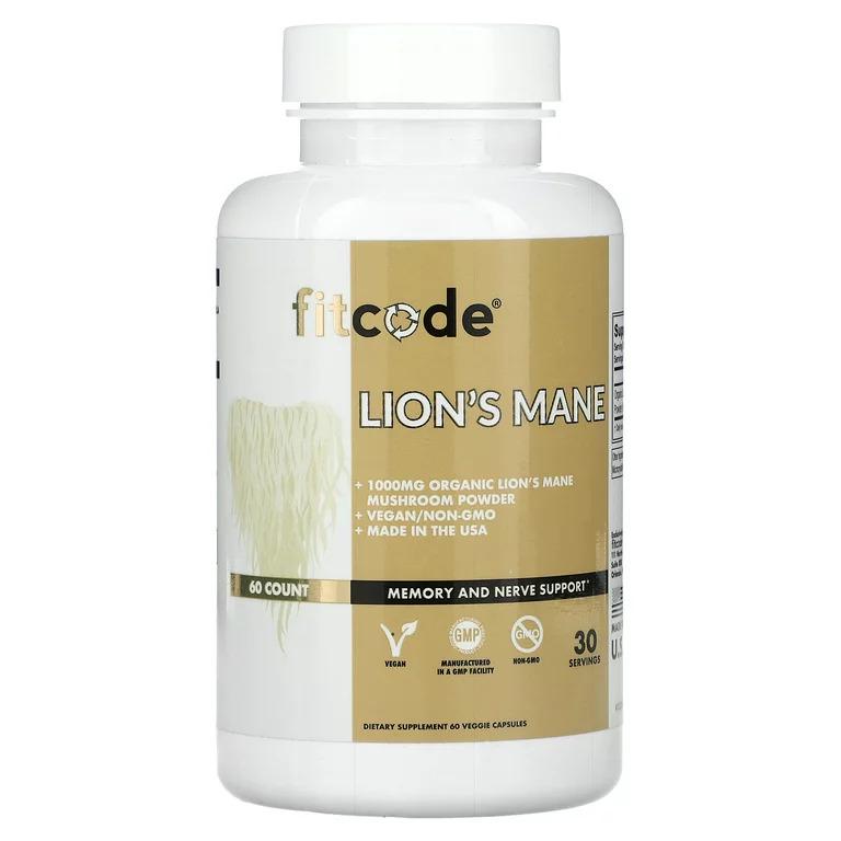 Ежовик гребенчатый Fitcode Lion's Mane 500 mg 60 veggie capsules