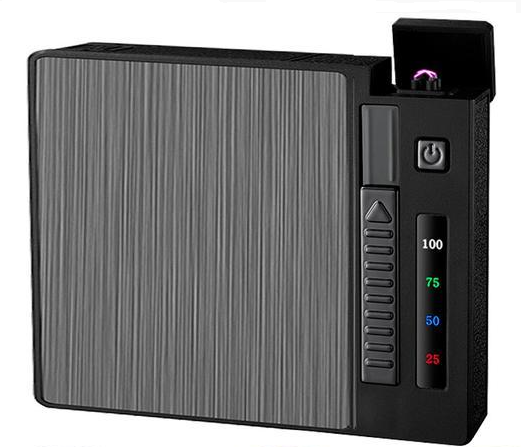Портсигар із запальничкою USB Чорний з сірим (31777825) Портсигар із запальничкою USB Чорний з сірим (31777825)