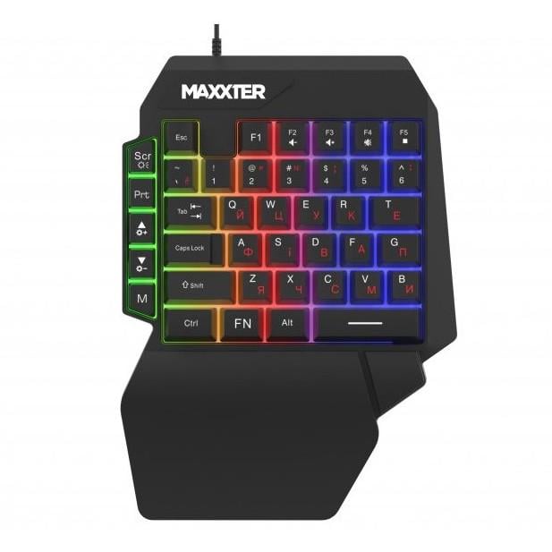 Клавиатура игровая Maxxter KBG-OH-01B-UA мембранная USB-A 40 клавиш 1,8 м ENG/UKR Black (36522027)