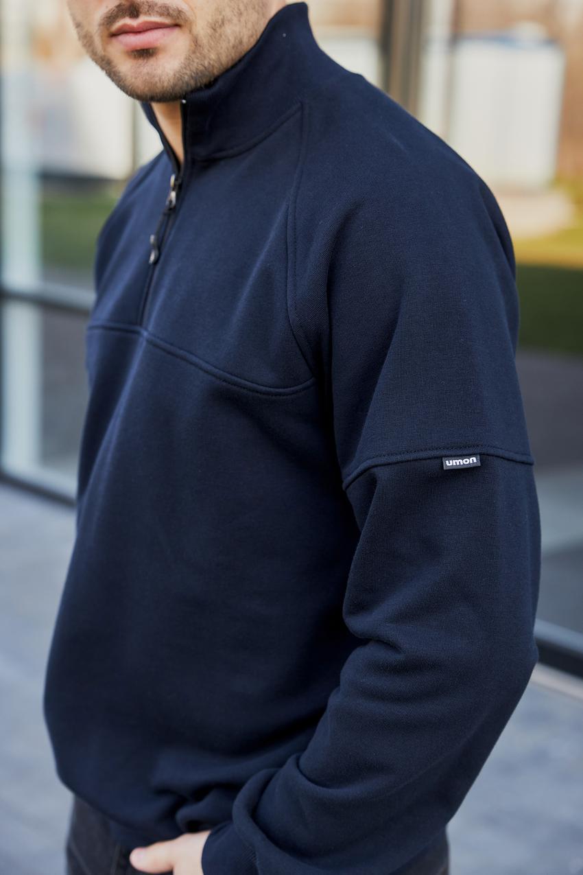 Джемпер мужской М180.3 с молнией на горловине XXL Темно синий (889-1-64) - фото 3 Джемпер мужской М180.3 с молнией на горловине XXL Темно синий (889-1-64) - фото 3