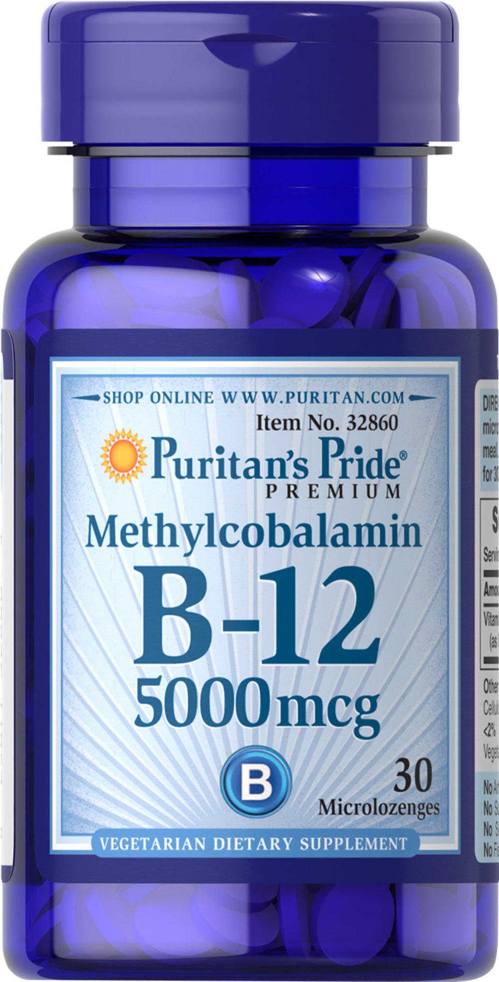 Витамин B-12 Puritan's Pride B-12 5000 mcg Methylcobalamin 30 Microlozenges Витамин B-12 Puritan's Pride B-12 5000 mcg Methylcobalamin 30 Microlozenges