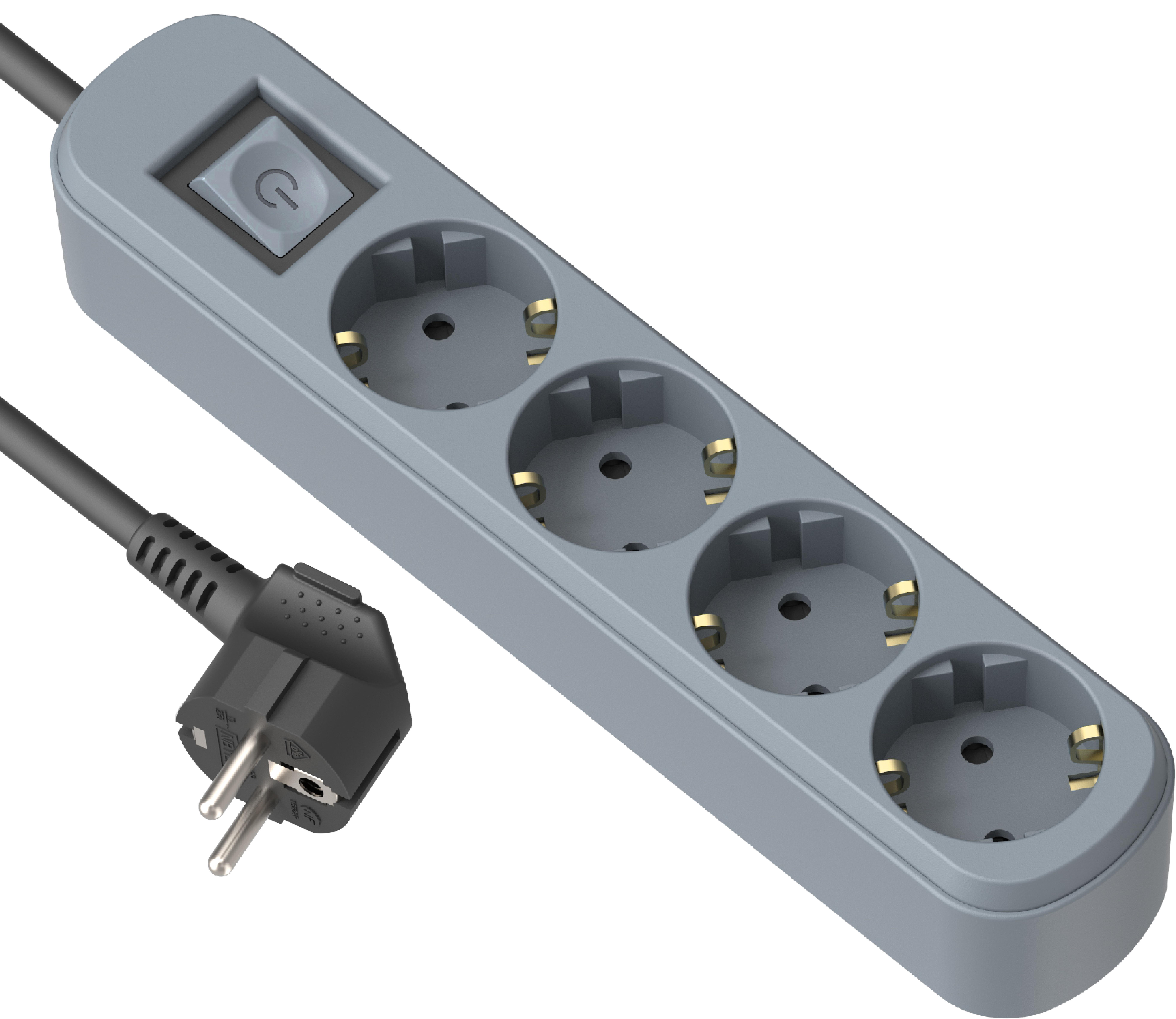 Удлинитель бытовой Electraline 4 розетки 1,5м 16A с кнопкой Лазурное озеро