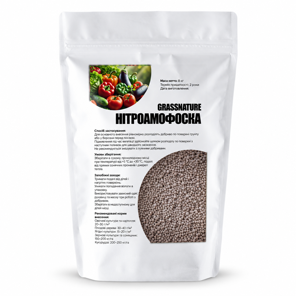 Добриво мінеральне комплексне GrassNature Нітроамофоска NPK 16-16-16 8 кг (38470633)