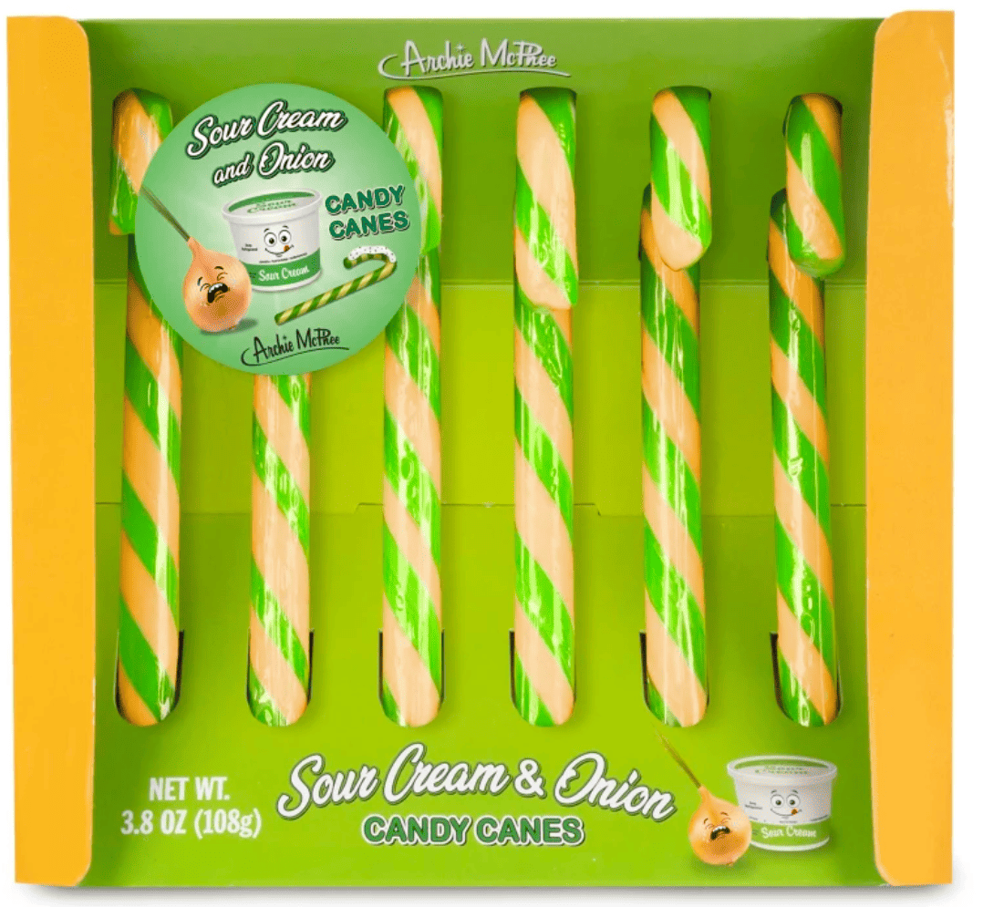 Льодяники-тростини Archie McPhee Sour Cream and Onion Candy Canes 108 г (2825427414)