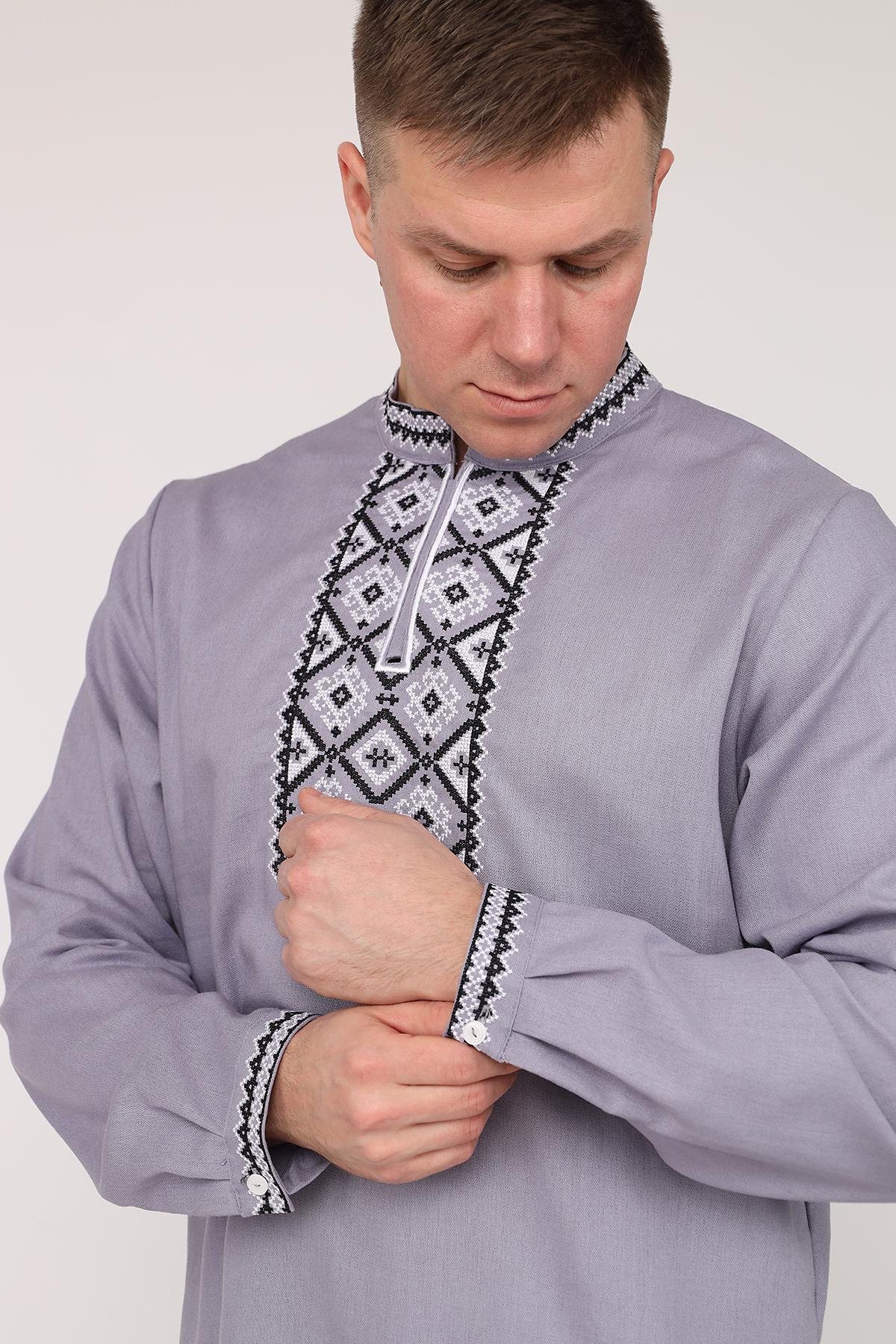 Вышиванка мужская ЦБ-00274638 54 см Серый (SKT001059106) - фото 2 Вышиванка мужская ЦБ-00274638 54 см Серый (SKT001059106) - фото 2