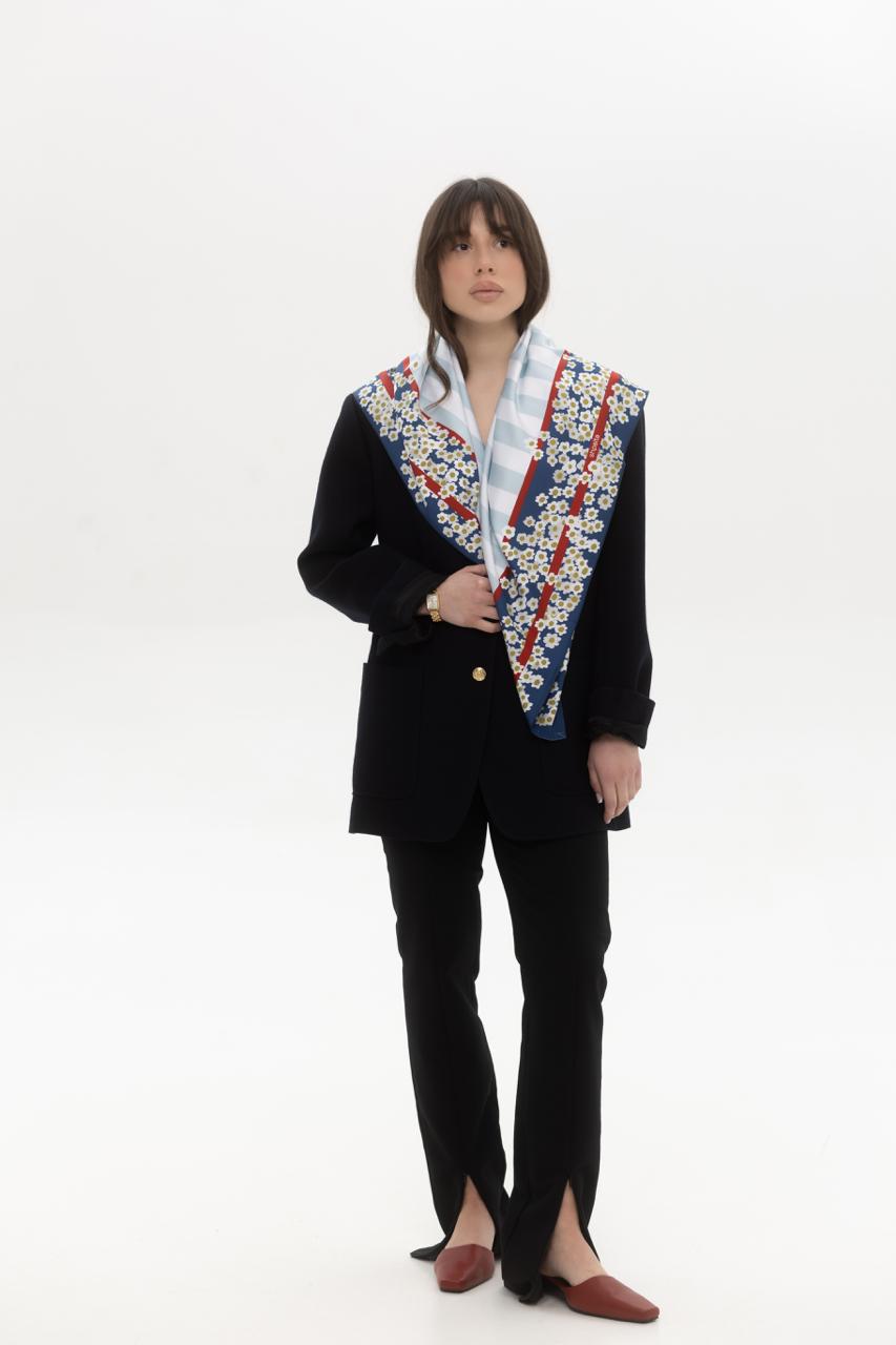 Платок Ромашки шелковый односторонняя печать 55х55 см Сине-белый (27558057) - фото 2 Платок Ромашки шелковый односторонняя печать 55х55 см Сине-белый (27558057) - фото 2