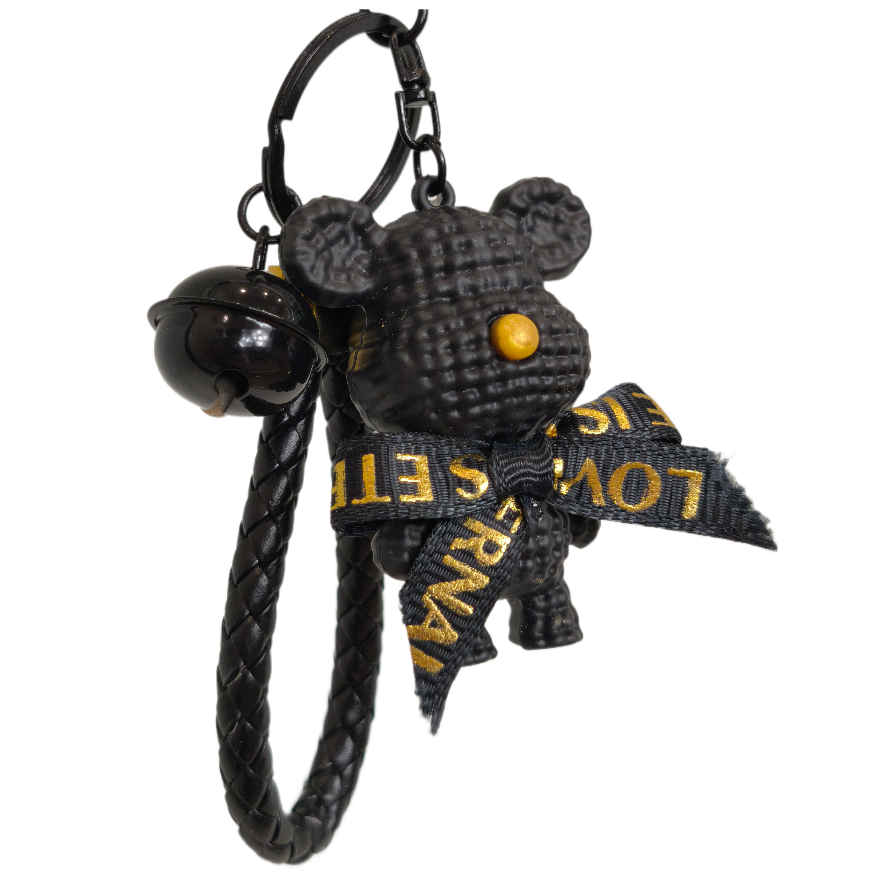 Брелок для ключей Мишка с бантом и надписью ''Love is Eternal'' Черный (29307)