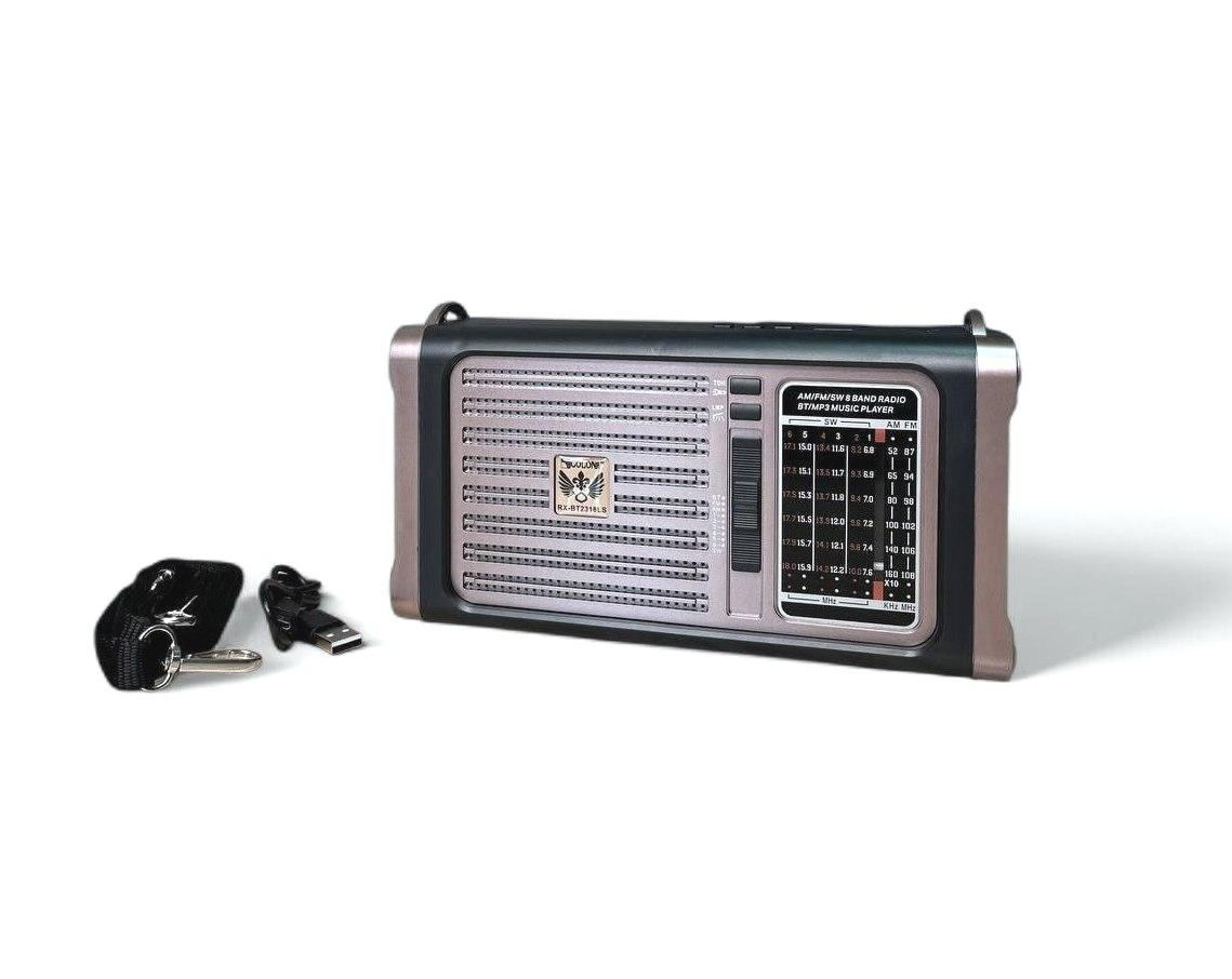 Радіоприймач з фонариком GOLON RX-BT2318LS з сонячною панеллю Сірий (GR-05141)