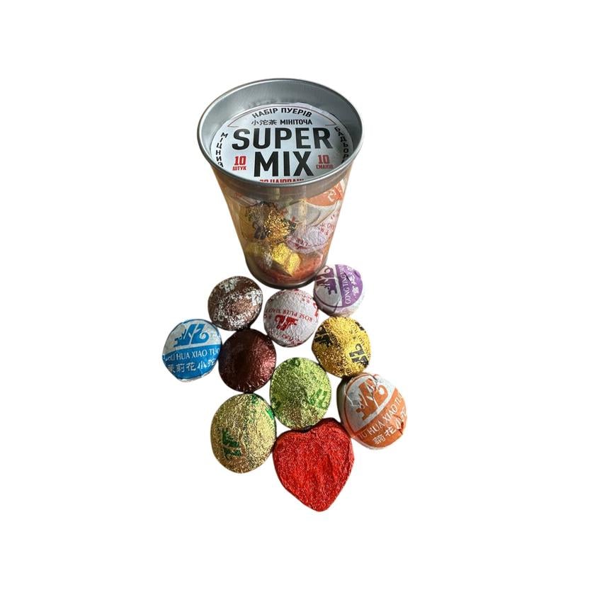 Подарочный набор Супер Микс в банке Шэн и Шу Пу Эр 10 шт. 10 видов (60014)