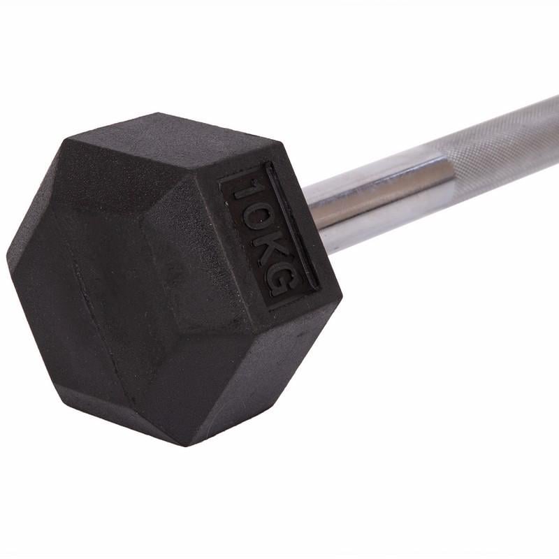 Штанга Zelart Record Rubber Hexagon Barbell фиксированная прямая обрезиненная TA-6230-10 длина 95 см 10 кг (DR002594) - фото 3