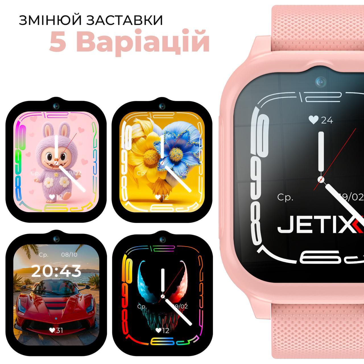 Смарт-годинник дитячий JETIX G99 зі змінним корпусом GPS 4G відеодзвінком і вологозахистом Pink (10985367) - фото 2