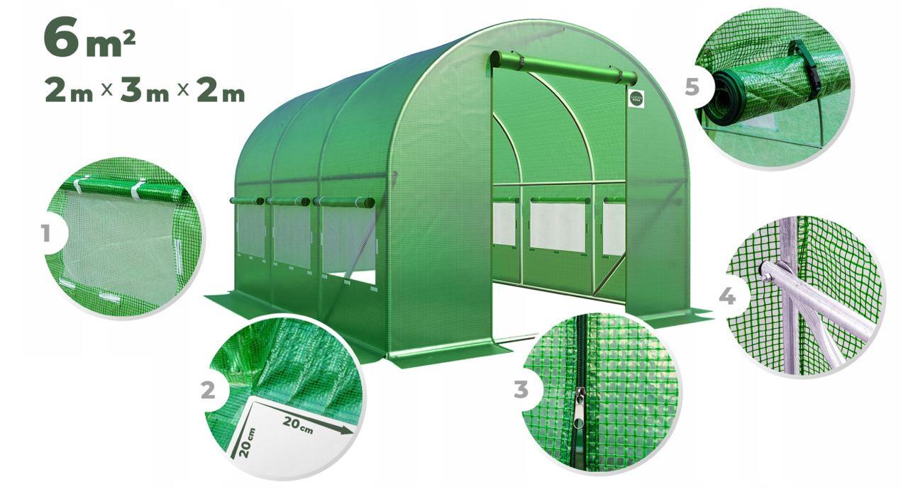 Теплиця садова Garden Line з вікнами з армованою плівкою 6 м² Зелений (PR-GL6GR) - фото 4 Теплиця садова Garden Line з вікнами з армованою плівкою 6 м² Зелений (PR-GL6GR) - фото 4