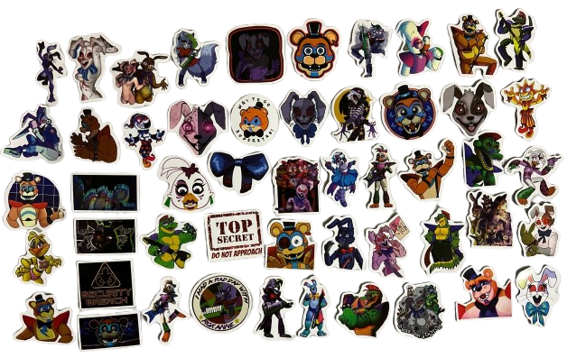 Набор виниловых наклеек Пять ночей с Фредди 50 шт. (1020) Набор виниловых наклеек Пять ночей с Фредди 50 шт. (1020)