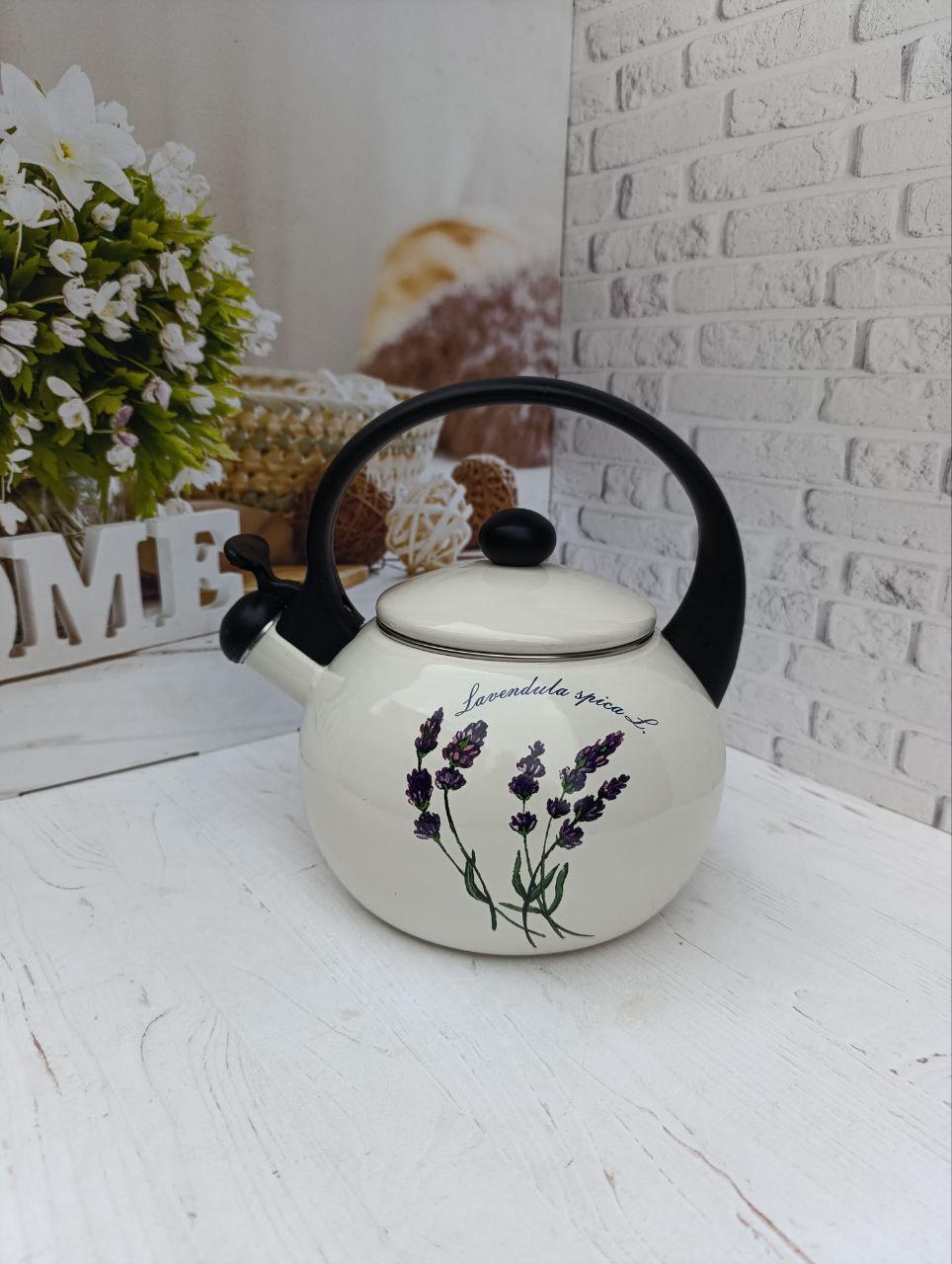 Чайник со свистком Kamille KM-1033 эмалированный 2,2л Белый (KM-1033)