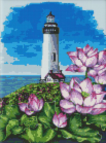 Алмазная мозаика Идейка Маяк с лотосами 30x40 см (Id-AMO7545)