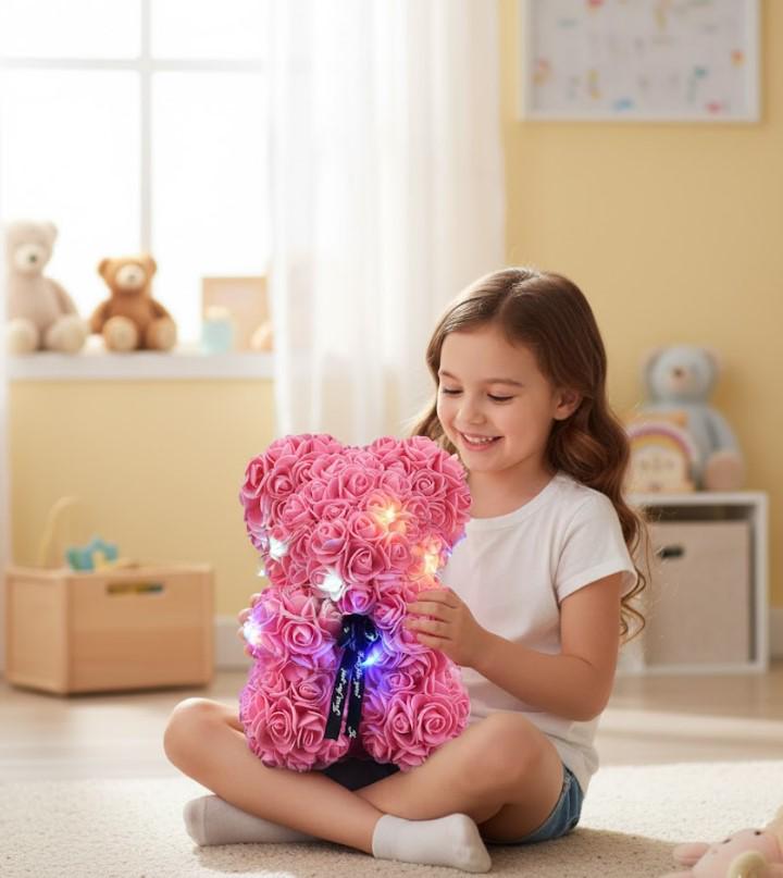 Мишка из роз 3D Teddy Flower с подсветкой 25 см Розовый (2104618745) - фото 2 Мишка из роз 3D Teddy Flower с подсветкой 25 см Розовый (2104618745) - фото 2