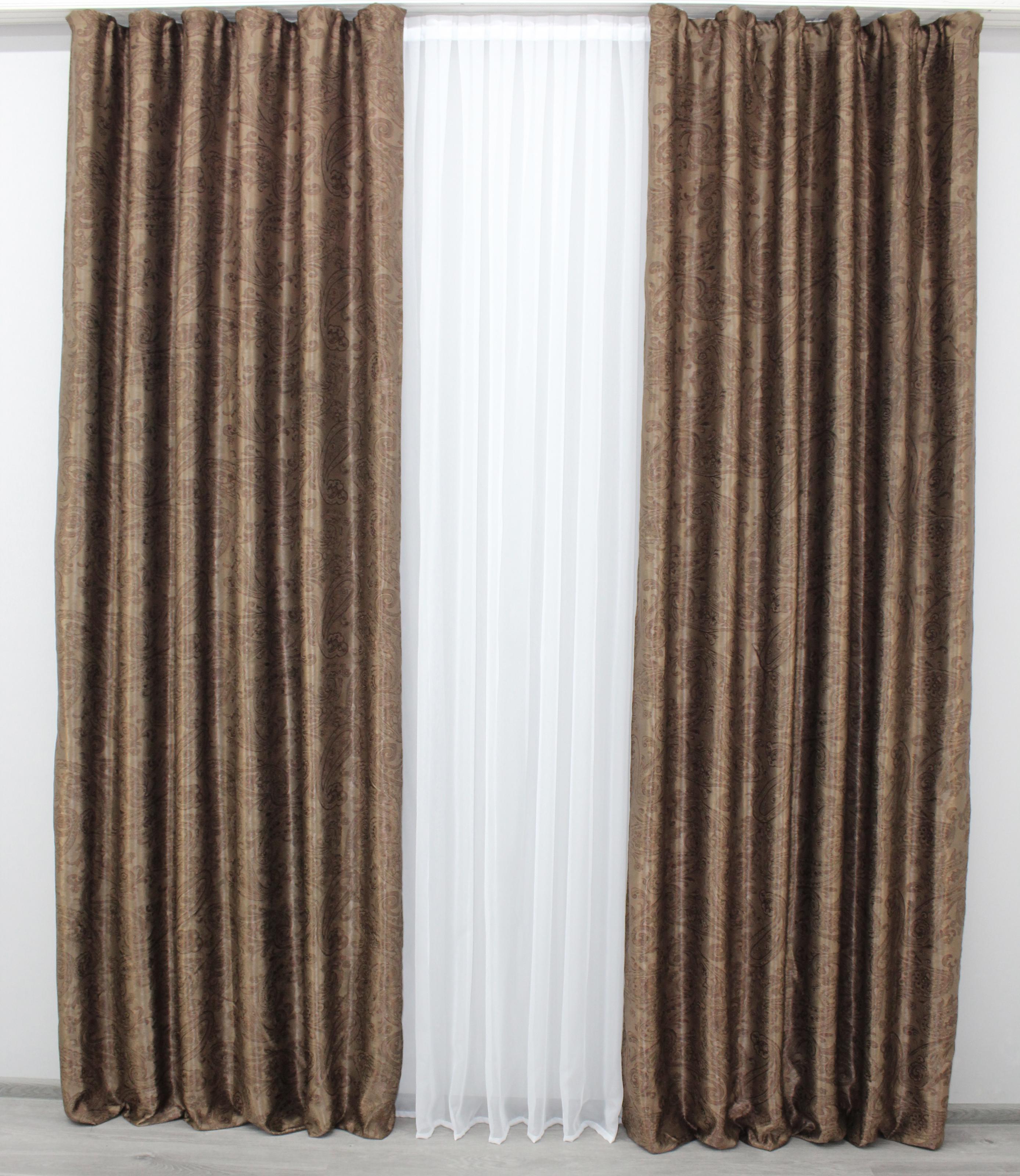 Комплект штор VR-Textil Дамаск № 943ш блэкаут-софт 150х280 см 2 шт. Коричневый (30-731)