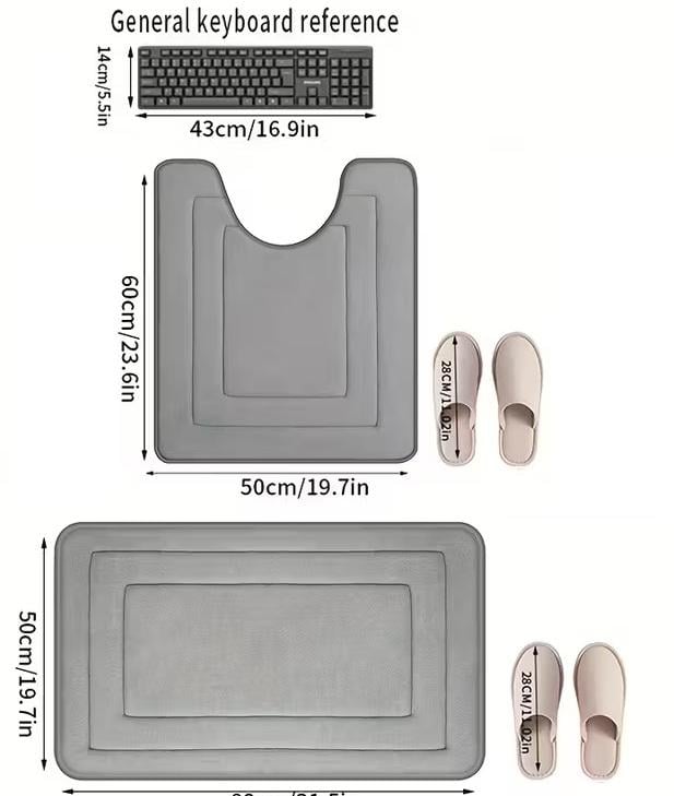 Килимки для ванної з ефектом пам'яті антиковзаючі водопоглинаючі 2 шт. Бежевий (7802546) - фото 8