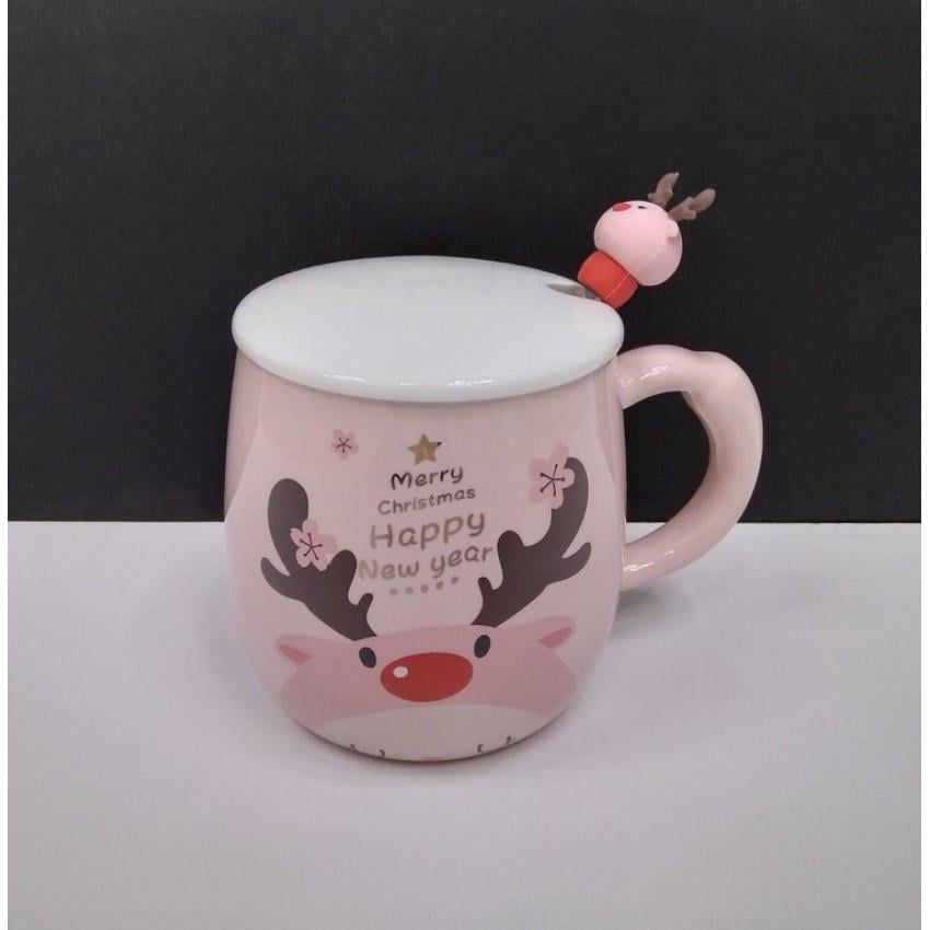 Кухоль новорічний Олень з кришкою та ложкою 360 мл Рожевий (O8030-220) - фото 6 Кухоль новорічний Олень з кришкою та ложкою 360 мл Рожевий (O8030-220) - фото 6