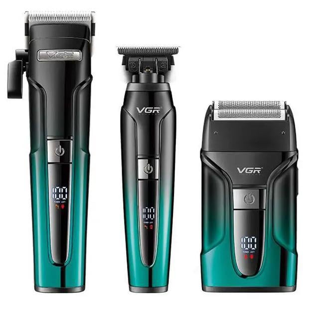 Набор для стрижки VGR V-694 машинка/триммер/шейвер и 11 насадок 2500 mAh Blue (9037)