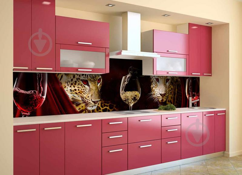 Скинали на кухню Zatarga «Леопарды и Вино» 650х2500 мм виниловая 3Д наклейка кухонный фартук самоклеящаяся Z180445/1