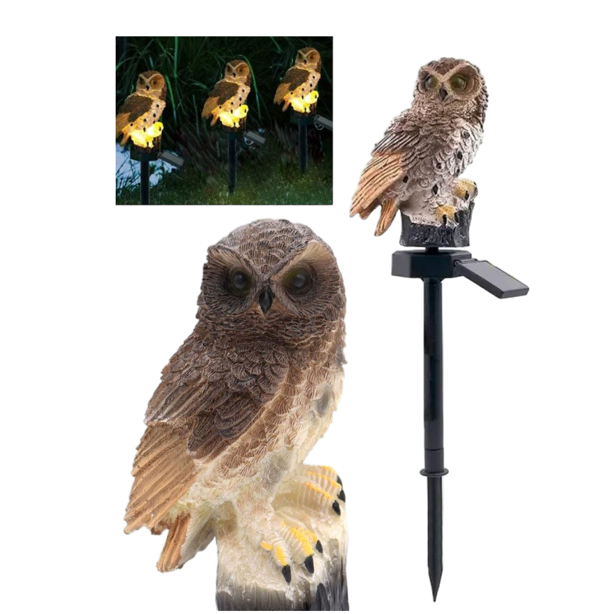 Светильник садовый на солнечной батарее Сова 41 см Коричневый