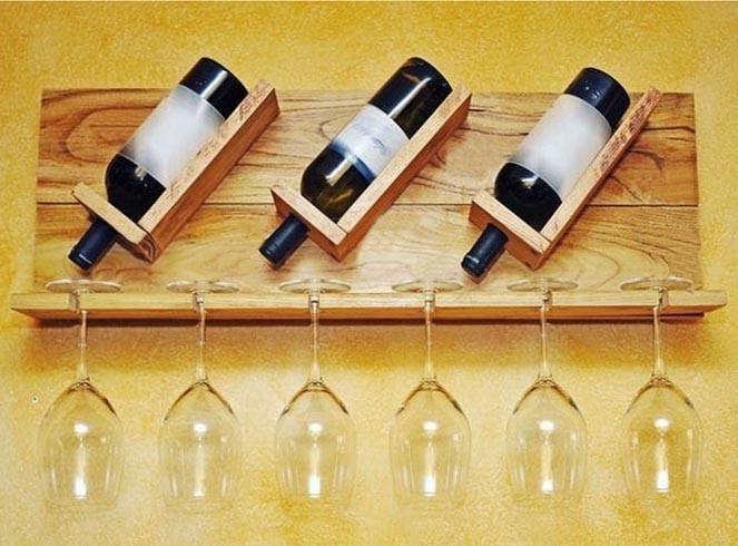 Полка для вина настенная из дерева Бунако Сиена (ПНК-022905)